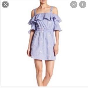 ROMEO & JULIET COUTURE Pink Embroidered Striped Dress Womens Medium NWT